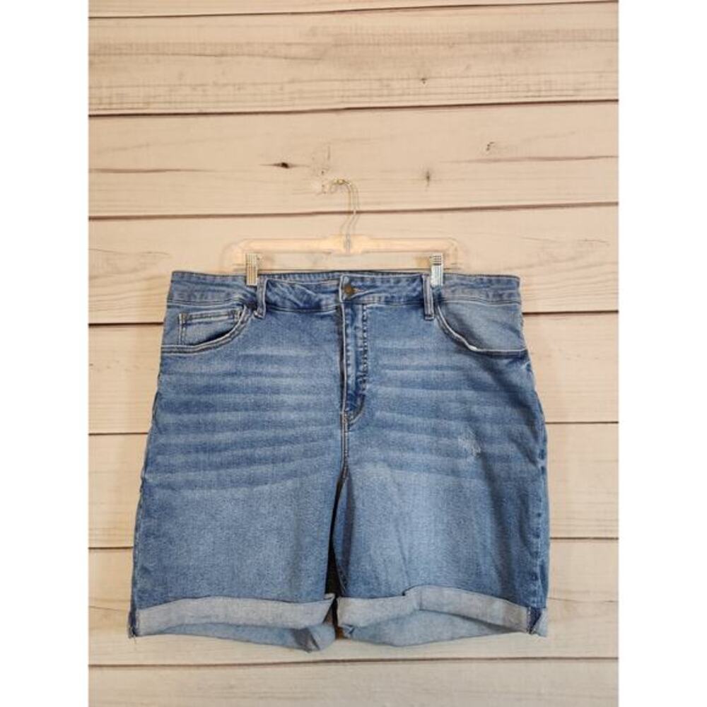 Ava & Viv Women's Blue High Rise‎ Bermuda Denim Jean Shorts Plus Size 22W